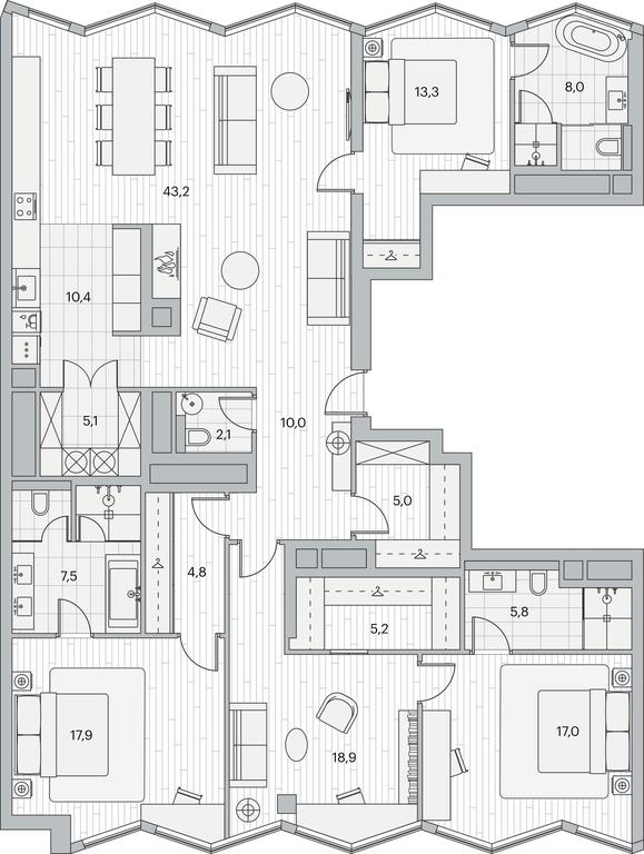 5-BD Apartment Sale, 173.4 sq. m. at Beregovoy, Beregovoy Drive, 2, Moscow, Russia #1 5-BD Apartment Sale, 173.4 sq. m. at Beregovoy, Beregovoy Drive, 2, Moscow, Russia #1