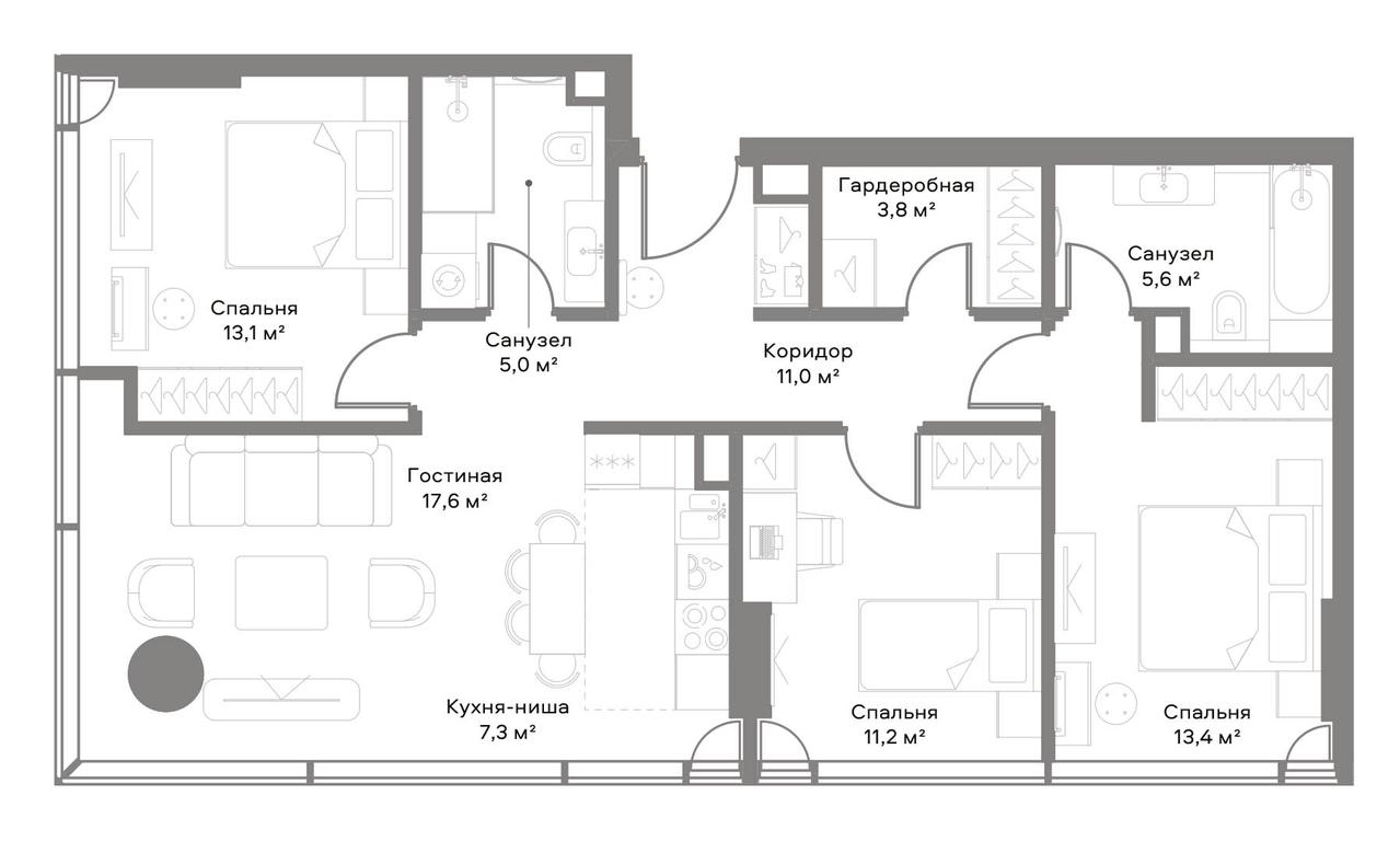 3-BD Apartment Sale, 88 sq. m. at Slava, Leningradskiy Avenue, 8с10, Moscow, Russia #1
