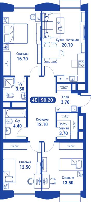 3-BD Apartment Sale, 90.2 sq. m. at iLove, улица Бочкова, 11А, Москва, Россия #1 3-BD Apartment Sale, 90.2 sq. m. at iLove, улица Бочкова, 11А, Москва, Россия #1