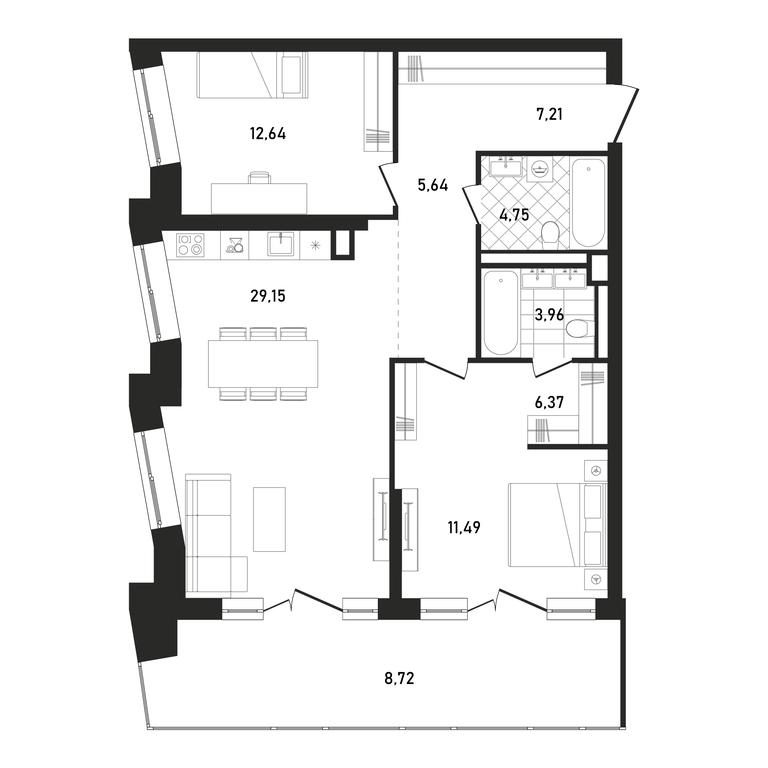 2-BD Apartment Sale, 89.93 sq. m. at Republic, Presnensky Val Street, 27с1, Moscow, Russia #1 2-BD Apartment Sale, 89.93 sq. m. at Republic, Presnensky Val Street, 27с1, Moscow, Russia #1
