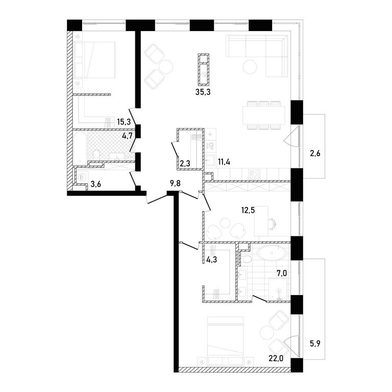 2-BD Apartment Sale, 130.89 sq. m. at Republic, Presnensky Val Street, 27с1, Moscow, Russia #1 2-BD Apartment Sale, 130.89 sq. m. at Republic, Presnensky Val Street, 27с1, Moscow, Russia #1