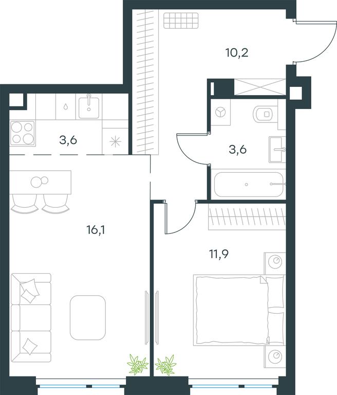 1-BD Apartment Sale, 45.4 sq. m. at Level Michurinskiy, Озёрная улица, вл1, Москва, Россия #1 1-BD Apartment Sale, 45.4 sq. m. at Level Michurinskiy, Озёрная улица, вл1, Москва, Россия #1