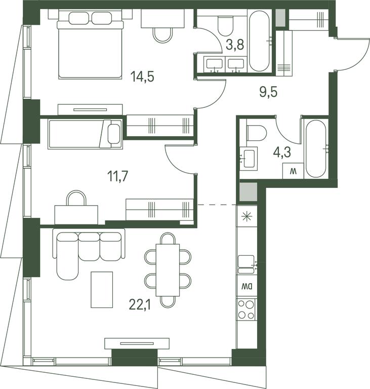 2-BD Apartment Sale, 65.9平方米 at Moments, Volokolamskoye Highway, 28, Moscow, Russia #2 2-BD Apartment Sale, 65.9平方米 at Moments, Volokolamskoye Highway, 28, Moscow, Russia #2