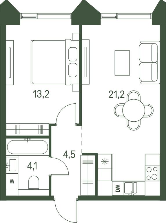 1-BD Apartment Sale, 43 sq. m. at Moments, Volokolamskoye Highway, 28, Moscow, Russia #1