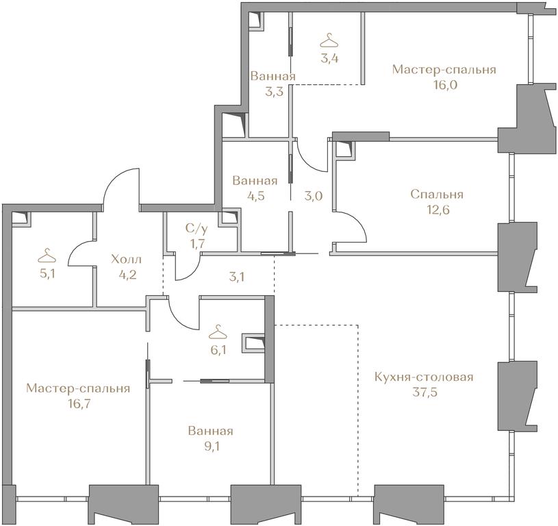 3-BD Apartment Sale, 126.3平方米 at Luzhniki Collection, Luzhnetskaya Embankment, 2/4с17, Moscow, Russia #1