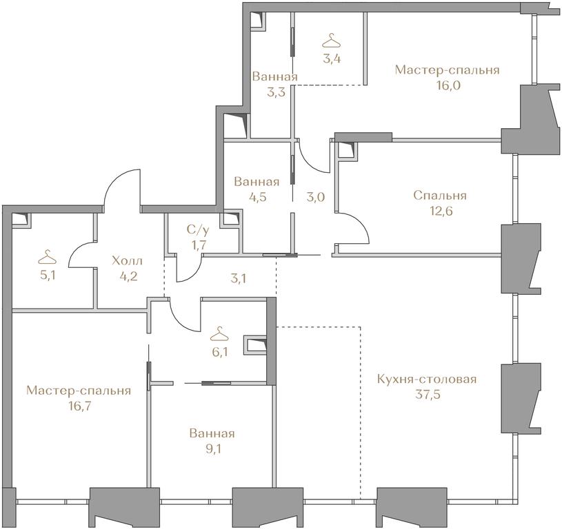 3-BD Apartment Sale, 126.3平方米 at Luzhniki Collection, Luzhnetskaya Embankment, 2/4с17, Moscow, Russia #2