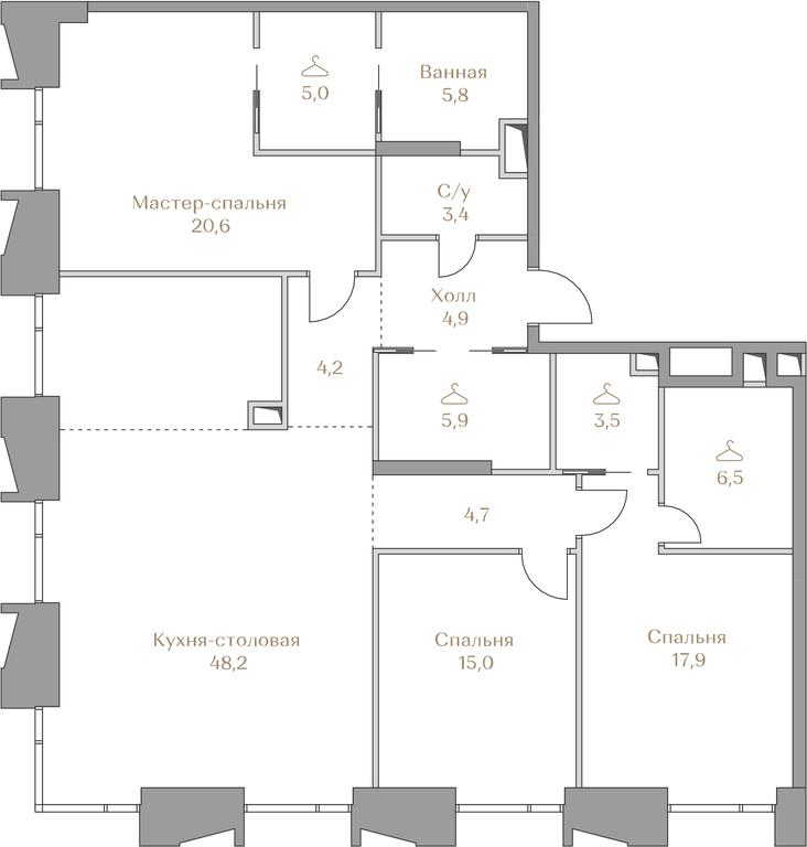 3-BD Apartment Sale, 145.6 sq. m. at Luzhniki Collection, Luzhnetskaya Embankment, 2/4с17, Moscow, Russia #1