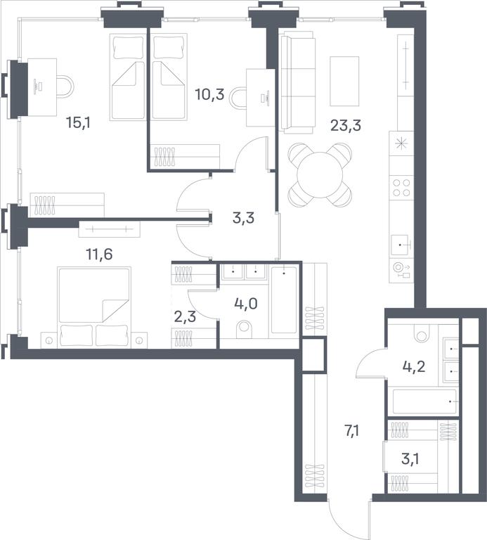 3-BD Apartment Sale, 84.3 sq. m. at Portland, Yuzhnoportovaya Street, 42с5, Moscow, Russia #1 3-BD Apartment Sale, 84.3 sq. m. at Portland, Yuzhnoportovaya Street, 42с5, Moscow, Russia #1