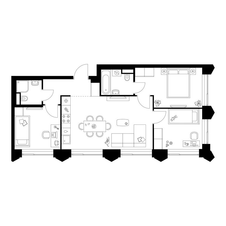 3-BD Apartment Sale, 60.3 sq. m. at Matveevskiy Park, Ochakovskoye Highway, вл3с11, Moscow, Russia #1