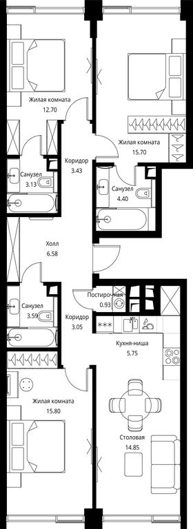 3-BD Apartment Sale, 89.9 sq. m. at City Bay, Volokolamskoye Highway, 95с3, Moscow, Russia #1 3-BD Apartment Sale, 89.9 sq. m. at City Bay, Volokolamskoye Highway, 95с3, Moscow, Russia #1