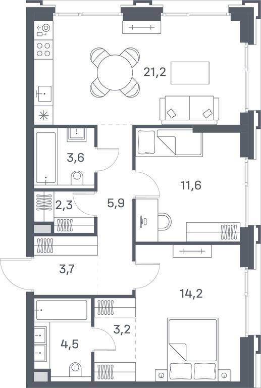 2-BD Apartment Sale, 70.2平方米 at Portland, Yuzhnoportovaya Street, 42с5, Moscow, Russia #1 2-BD Apartment Sale, 70.2平方米 at Portland, Yuzhnoportovaya Street, 42с5, Moscow, Russia #1
