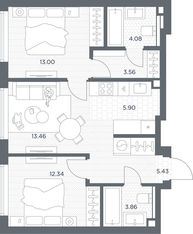 1-BD Apartment Sale, 61.66 sq. m. at TATE, Vetkina Street, Moscow, Russia #1 1-BD Apartment Sale, 61.66 sq. m. at TATE, Vetkina Street, Moscow, Russia #1