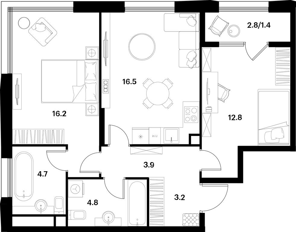 1-BD Apartment Sale, 63.5 sq. m. at Alia, Lyotnaya Street, 95Бк2, Moscow, Russia #1 1-BD Apartment Sale, 63.5 sq. m. at Alia, Lyotnaya Street, 95Бк2, Moscow, Russia #1