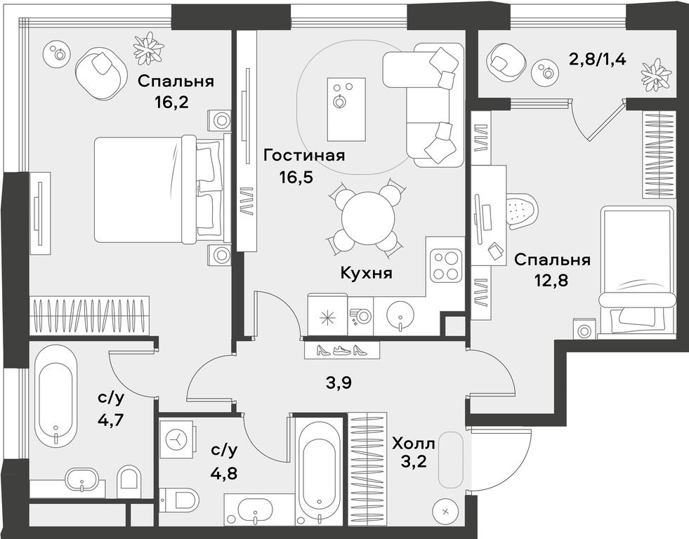 1-BD Apartment Sale, 63.5 sq. m. at Alia, Lyotnaya Street, 95Бк2, Moscow, Russia #2 1-BD Apartment Sale, 63.5 sq. m. at Alia, Lyotnaya Street, 95Бк2, Moscow, Russia #2