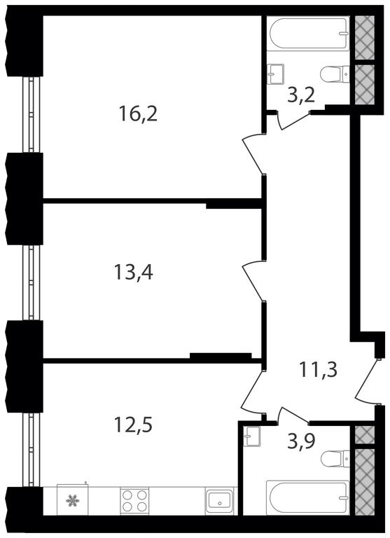2-BD Apartment Sale, 60.5平方米 at Varshavskie Vorota, Varshavskoye Highway, 141, Moscow, Russia #1