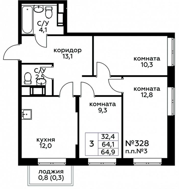 2-BD Apartment Sale, 64.9平方米 at Tsvetochnye Poliany, kvartal № 23, Filimonkovskoye Municipal Formation, Moscow, Russia #1 2-BD Apartment Sale, 64.9平方米 at Tsvetochnye Poliany, kvartal № 23, Filimonkovskoye Municipal Formation, Moscow, Russia #1