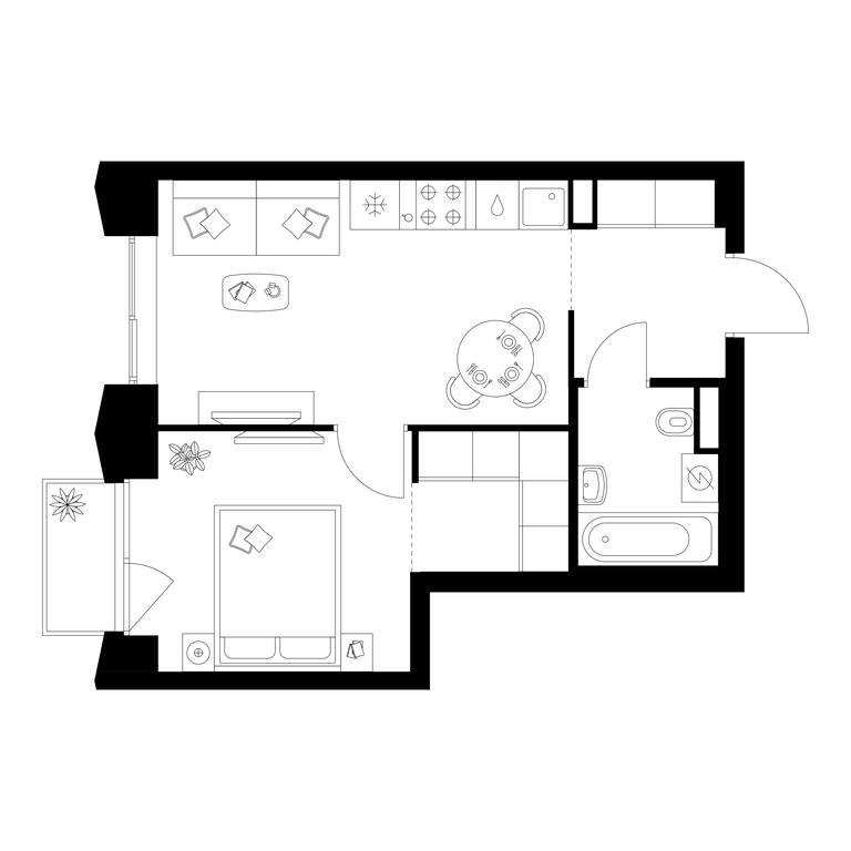 1-BD Apartment Sale, 35.2平方米 at Matveevskiy Park, Ochakovskoye Highway, вл3с11, Moscow, Russia #1