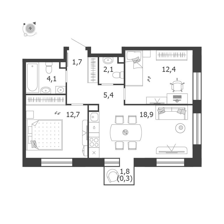 2-BD Apartment Sale, 57.8 sq. m. at Shagal, Автозаводская улица, 23, Москва, Россия #1 2-BD Apartment Sale, 57.8 sq. m. at Shagal, Автозаводская улица, 23, Москва, Россия #1