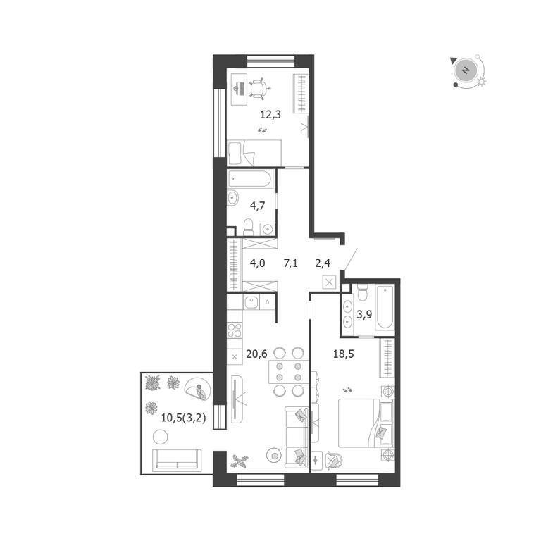 2-BD Apartment Sale, 76.7 sq. m. at Shagal, Автозаводская улица, 23, Москва, Россия #1 2-BD Apartment Sale, 76.7 sq. m. at Shagal, Автозаводская улица, 23, Москва, Россия #1