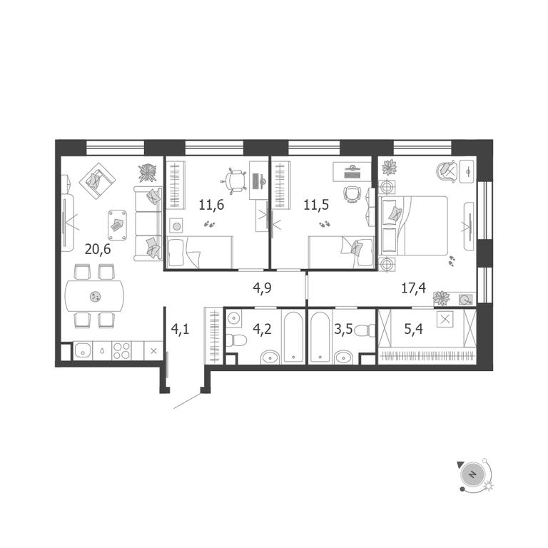 3-BD Apartment Sale, 84.6 sq. m. at Shagal, Автозаводская улица, 23, Москва, Россия #1 3-BD Apartment Sale, 84.6 sq. m. at Shagal, Автозаводская улица, 23, Москва, Россия #1
