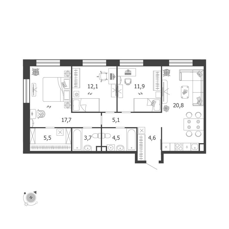 3-BD Apartment Sale, 85.9 sq. m. at Shagal, Автозаводская улица, 23, Москва, Россия #1 3-BD Apartment Sale, 85.9 sq. m. at Shagal, Автозаводская улица, 23, Москва, Россия #1