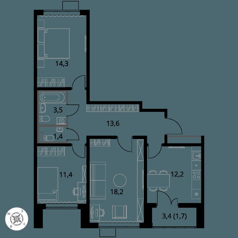 Продажа 3-комн. квартиры, 76,3 м² в ЖК «Первый Шереметьевский», Комсомольская улица, 16, Химки, Московская область, Россия #1 Продажа 3-комн. квартиры, 76,3 м² в ЖК «Первый Шереметьевский», Комсомольская улица, 16, Химки, Московская область, Россия #1
