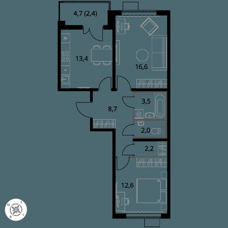 Продажа 2-комн. квартиры, 61,4 м² в ЖК «Первый Шереметьевский», Комсомольская улица, 16, Химки, Московская область, Россия #1 Продажа 2-комн. квартиры, 61,4 м² в ЖК «Первый Шереметьевский», Комсомольская улица, 16, Химки, Московская область, Россия #1