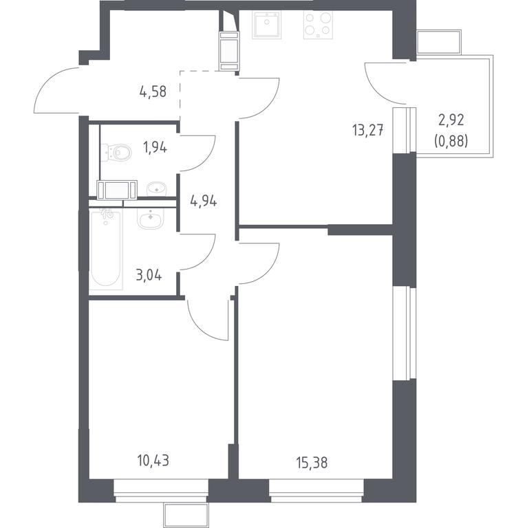 1-BD Apartment Sale, 54.46 sq. m. at Alkhimovo, Ryazanovskoe Highway, 31к1, Moscow, Russia #1 1-BD Apartment Sale, 54.46 sq. m. at Alkhimovo, Ryazanovskoe Highway, 31к1, Moscow, Russia #1