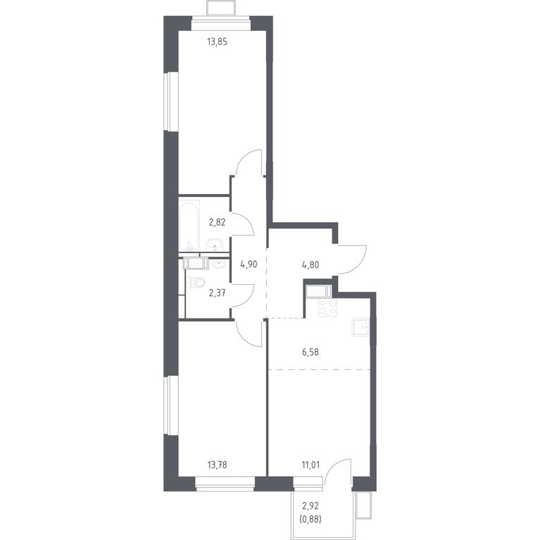 1-BD Apartment Sale, 60.99 sq. m. at Alkhimovo, Ryazanovskoe Highway, 31к1, Moscow, Russia #1 1-BD Apartment Sale, 60.99 sq. m. at Alkhimovo, Ryazanovskoe Highway, 31к1, Moscow, Russia #1