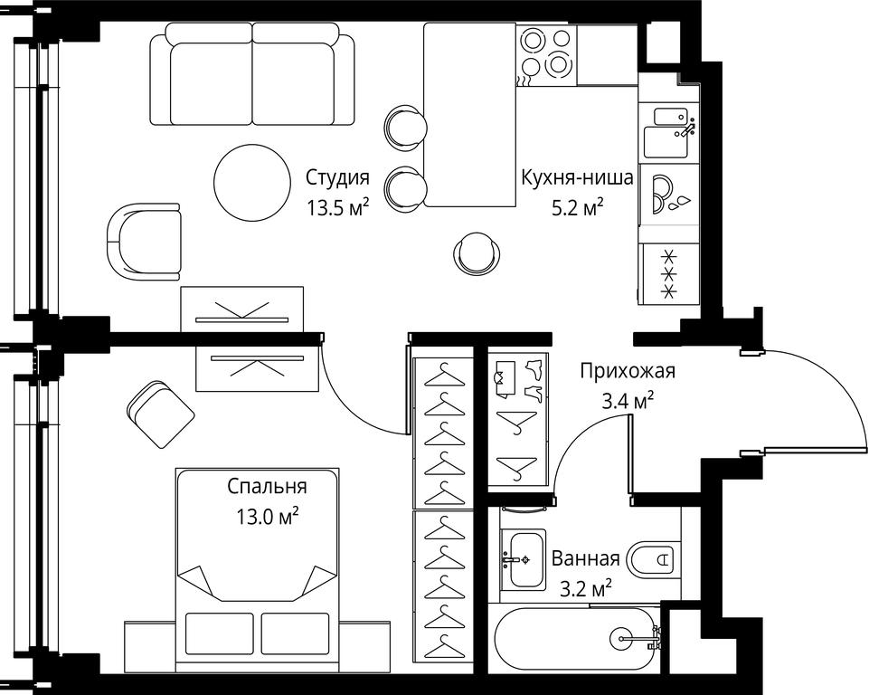 1-BD Apartment Sale, 38.3平方米 at Symphony 34, 2nd Khutorskaya Street, 38А, Moscow, Russia #2 1-BD Apartment Sale, 38.3平方米 at Symphony 34, 2nd Khutorskaya Street, 38А, Moscow, Russia #2