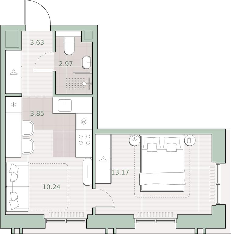 1-BD Apartment Sale, 33.86 sq. m. at Sreda na Kutuzovskom, Ivana Franko Street, Moscow, Russia #1