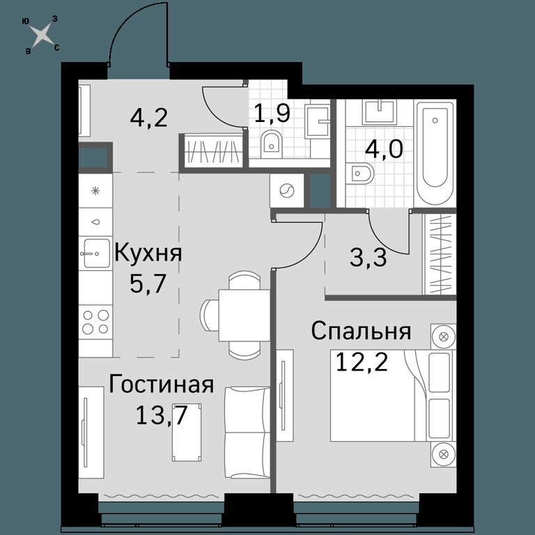 2-BD Apartment Sale, 45 sq. m. at Amber City, 3rd Khoroshyovsky Drive, 3А, Moscow, Russia #1