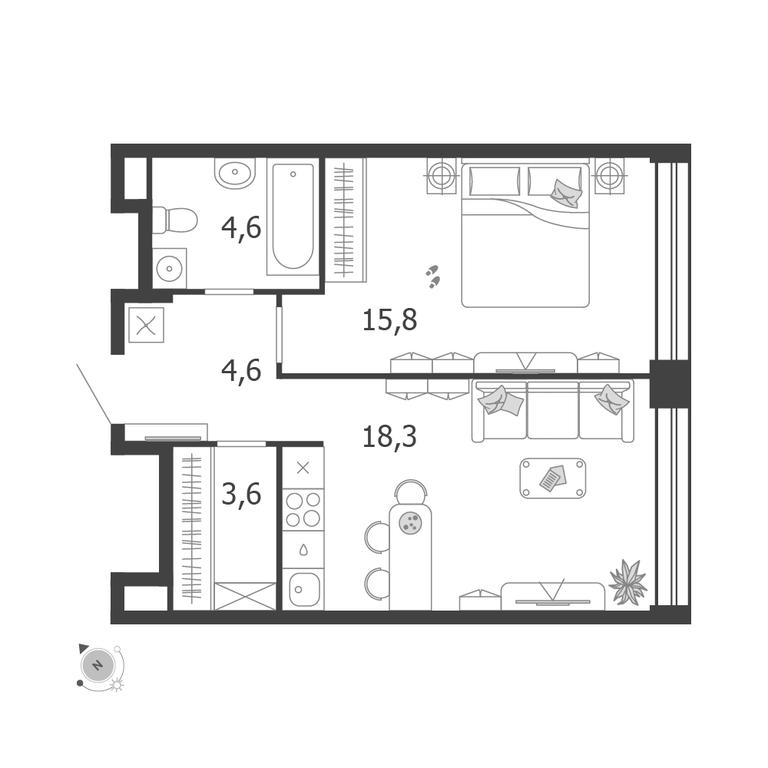 1-BD Apartment Sale, 46.9 sq. m. at Shagal, Автозаводская улица, 23, Москва, Россия #1 1-BD Apartment Sale, 46.9 sq. m. at Shagal, Автозаводская улица, 23, Москва, Россия #1