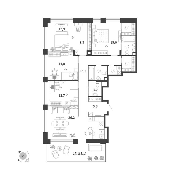 4-BD Apartment Sale, 135.6 sq. m. at Shagal, Автозаводская улица, 23, Москва, Россия #1 4-BD Apartment Sale, 135.6 sq. m. at Shagal, Автозаводская улица, 23, Москва, Россия #1