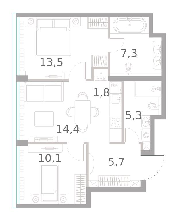 2-BD Apartment Sale, 58.1 sq. m. at River Park Towers, Kutuzovsky Drive, 16с1, Moscow, Russia #1 2-BD Apartment Sale, 58.1 sq. m. at River Park Towers, Kutuzovsky Drive, 16с1, Moscow, Russia #1