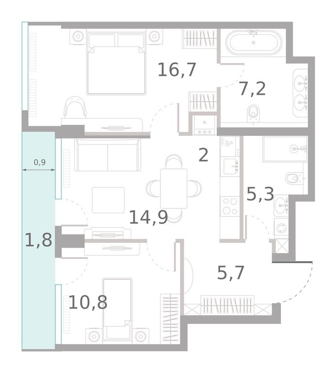 2-BD Apartment Sale, 64.4 sq. m. at River Park Towers, Kutuzovsky Drive, 16с1, Moscow, Russia #1 2-BD Apartment Sale, 64.4 sq. m. at River Park Towers, Kutuzovsky Drive, 16с1, Moscow, Russia #1