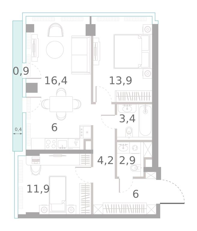 2-BD Apartment Sale, 65.6 sq. m. at River Park Towers, Kutuzovsky Drive, 16с1, Moscow, Russia #1 2-BD Apartment Sale, 65.6 sq. m. at River Park Towers, Kutuzovsky Drive, 16с1, Moscow, Russia #1
