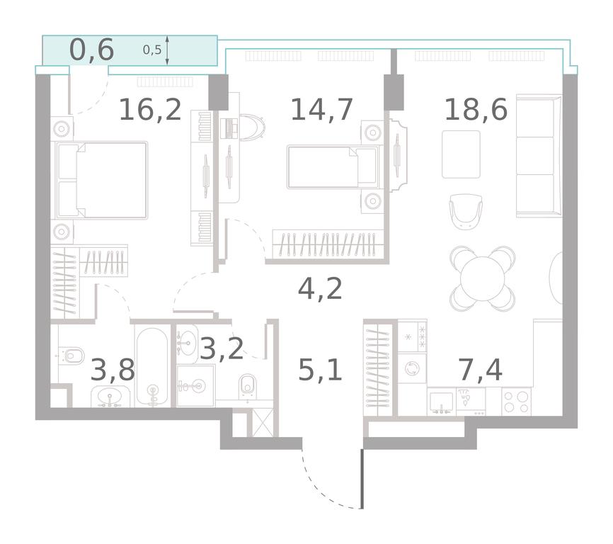 2-BD Apartment Sale, 73.8 sq. m. at River Park Towers, Kutuzovsky Drive, 16с1, Moscow, Russia #1 2-BD Apartment Sale, 73.8 sq. m. at River Park Towers, Kutuzovsky Drive, 16с1, Moscow, Russia #1