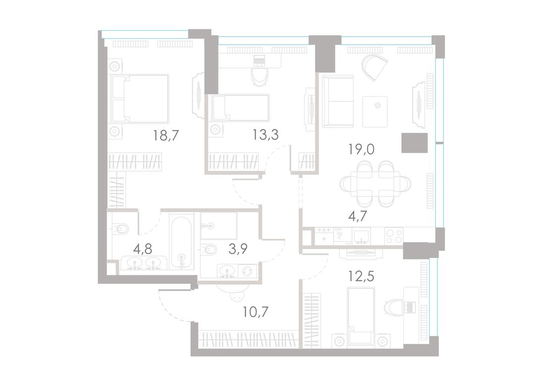 3-BD Apartment Sale, 87.6平方米 at River Park Towers, Kutuzovsky Drive, 16с1, Moscow, Russia #1 3-BD Apartment Sale, 87.6平方米 at River Park Towers, Kutuzovsky Drive, 16с1, Moscow, Russia #1