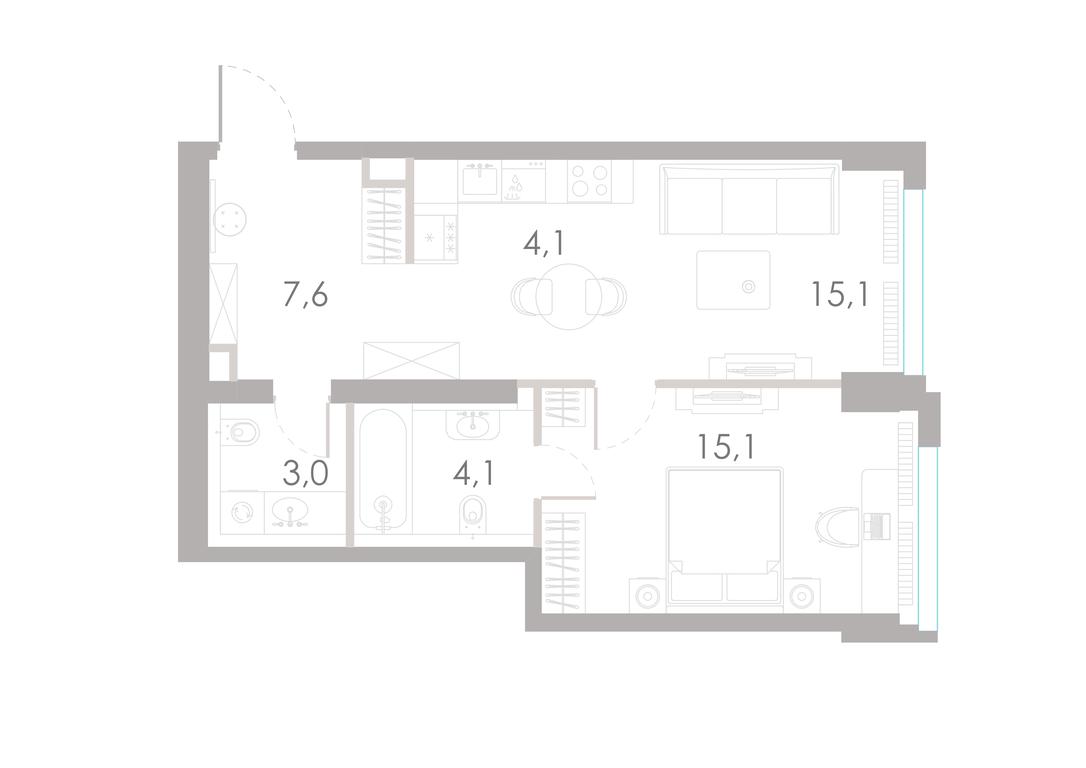 1-BD Apartment Sale, 49 sq. m. at River Park Towers, Kutuzovsky Drive, 16с1, Moscow, Russia #1 1-BD Apartment Sale, 49 sq. m. at River Park Towers, Kutuzovsky Drive, 16с1, Moscow, Russia #1