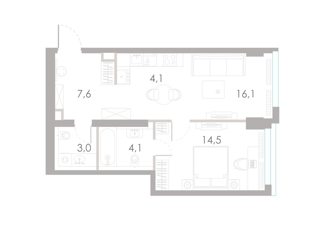 1-BD Apartment Sale, 49.4 sq. m. at River Park Towers, Kutuzovsky Drive, 16с1, Moscow, Russia #1 1-BD Apartment Sale, 49.4 sq. m. at River Park Towers, Kutuzovsky Drive, 16с1, Moscow, Russia #1