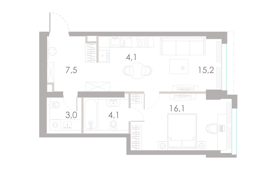 1-BD Apartment Sale, 50 sq. m. at River Park Towers, Kutuzovsky Drive, 16с1, Moscow, Russia #1 1-BD Apartment Sale, 50 sq. m. at River Park Towers, Kutuzovsky Drive, 16с1, Moscow, Russia #1