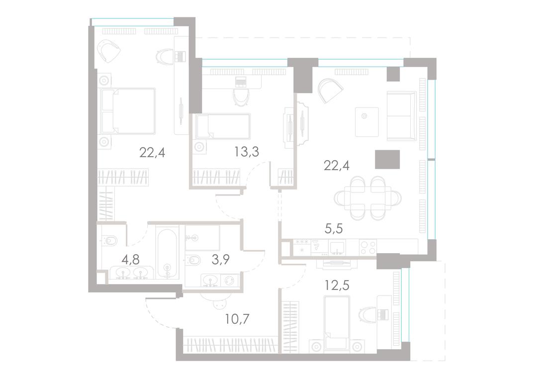 3-BD Apartment Sale, 95.5平方米 at River Park Towers, Kutuzovsky Drive, 16с1, Moscow, Russia #1 3-BD Apartment Sale, 95.5平方米 at River Park Towers, Kutuzovsky Drive, 16с1, Moscow, Russia #1