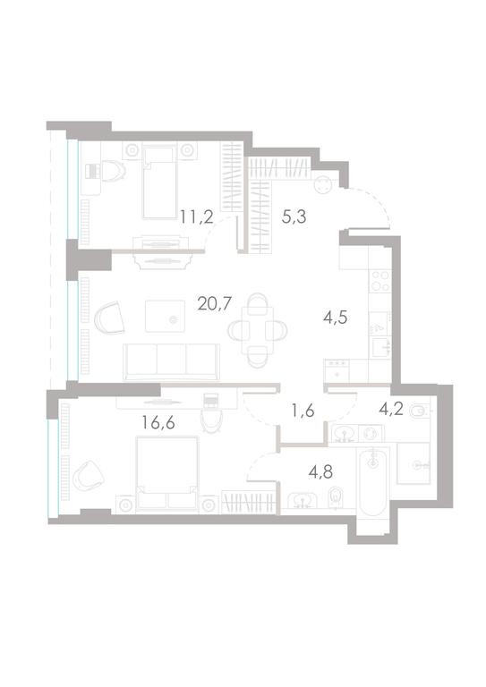 2-BD Apartment Sale, 68.9 sq. m. at River Park Towers, Kutuzovsky Drive, 16с1, Moscow, Russia #1 2-BD Apartment Sale, 68.9 sq. m. at River Park Towers, Kutuzovsky Drive, 16с1, Moscow, Russia #1