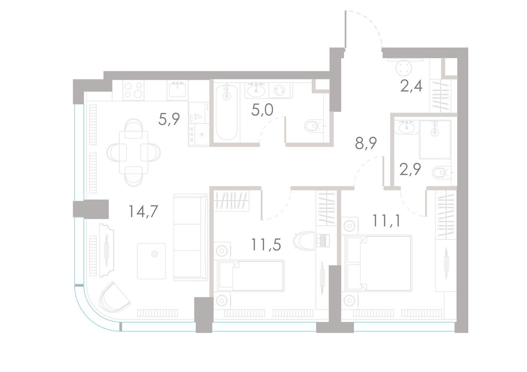 2-BD Apartment Sale, 62.4 sq. m. at River Park Towers, Kutuzovsky Drive, 16с1, Moscow, Russia #1 2-BD Apartment Sale, 62.4 sq. m. at River Park Towers, Kutuzovsky Drive, 16с1, Moscow, Russia #1