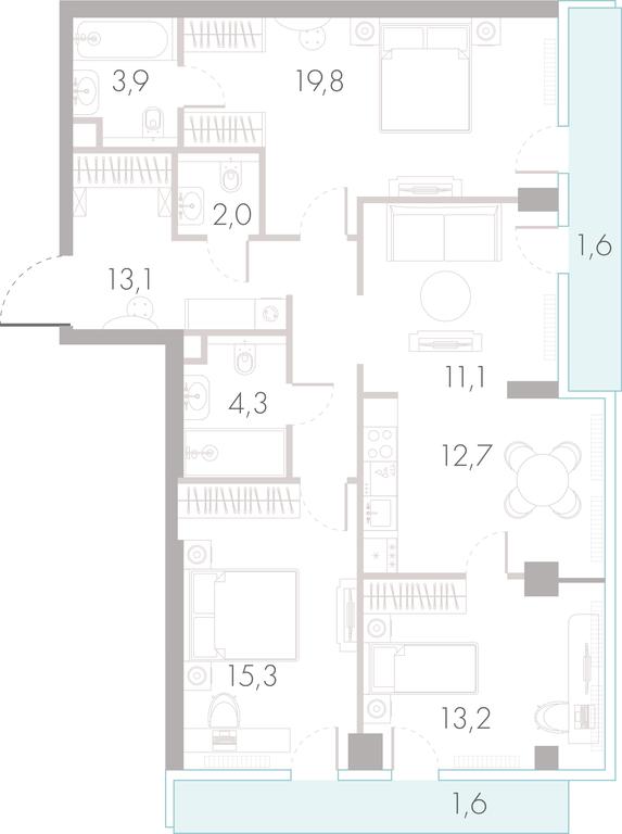3-BD Apartment Sale, 98.1 sq. m. at River Park Towers, Kutuzovsky Drive, 16с1, Moscow, Russia #1