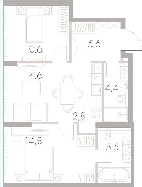 2-BD Apartment Sale, 62.7 sq. m. at River Park Towers, Kutuzovsky Drive, 16с1, Moscow, Russia #1 2-BD Apartment Sale, 62.7 sq. m. at River Park Towers, Kutuzovsky Drive, 16с1, Moscow, Russia #1