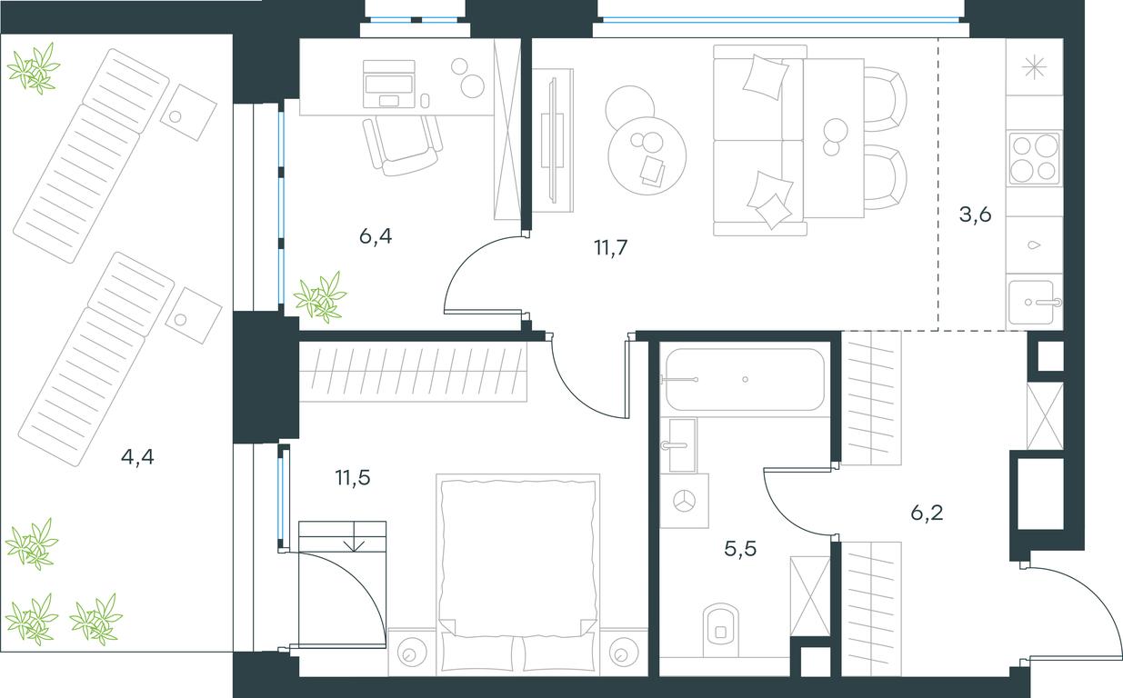 2-BD Apartment Sale, 49.3 sq. m. at Level Yzhnoportovaya, Yuzhnoportovaya Street, 28Ас17, Moscow, Russia #1 2-BD Apartment Sale, 49.3 sq. m. at Level Yzhnoportovaya, Yuzhnoportovaya Street, 28Ас17, Moscow, Russia #1