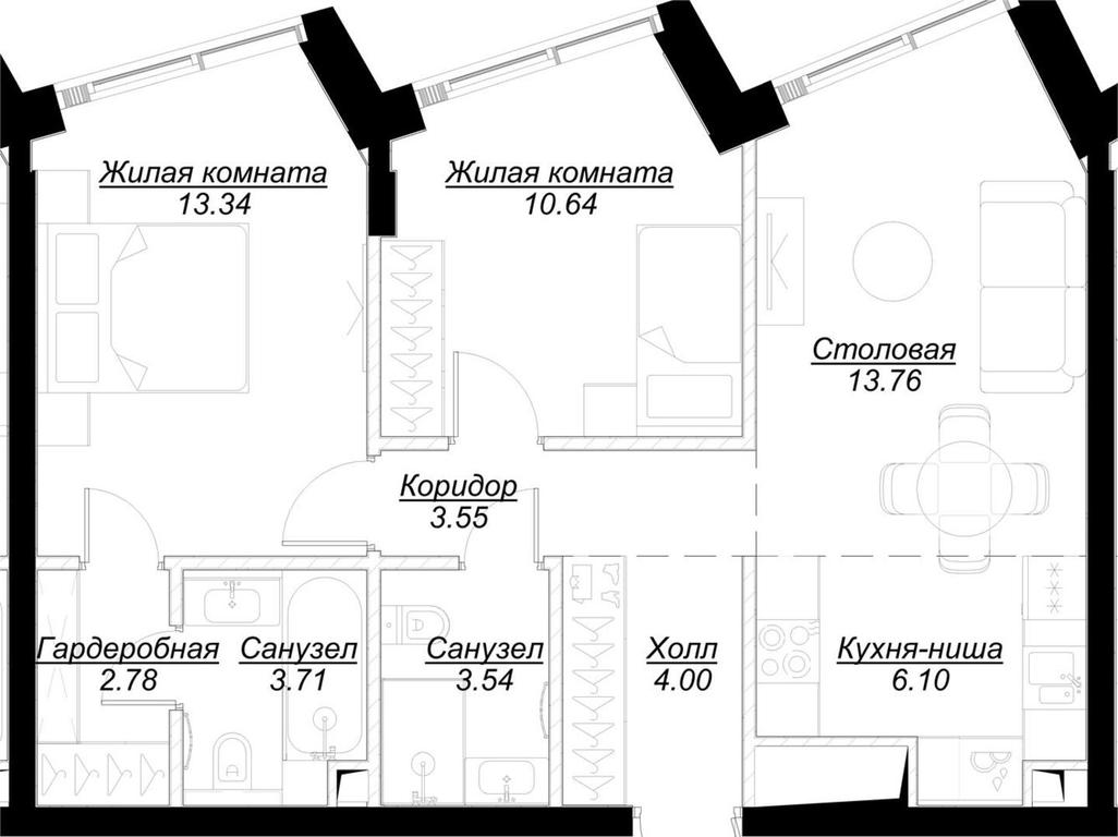 2-BD Apartment Sale, 63.85平方米 at Mod, 4th Maryinoy Roschi Street, 12с9, Moscow, Russia #1 2-BD Apartment Sale, 63.85平方米 at Mod, 4th Maryinoy Roschi Street, 12с9, Moscow, Russia #1