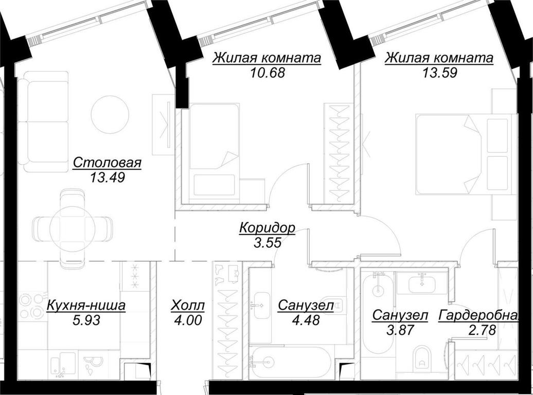 2-BD Apartment Sale, 64.87平方米 at Mod, 4th Maryinoy Roschi Street, 12с9, Moscow, Russia #1 2-BD Apartment Sale, 64.87平方米 at Mod, 4th Maryinoy Roschi Street, 12с9, Moscow, Russia #1
